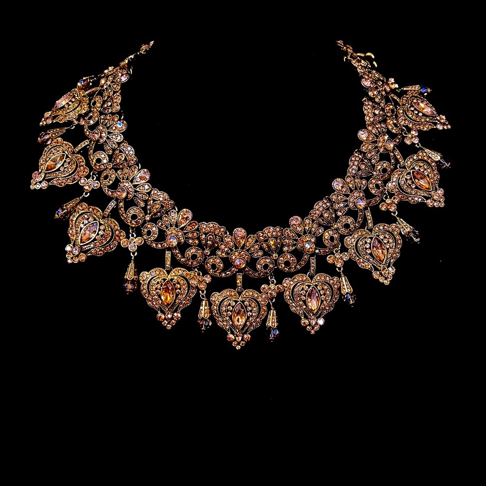Heidi Daus Regal Rapture Golden Shadow Crystal BiB Necklace